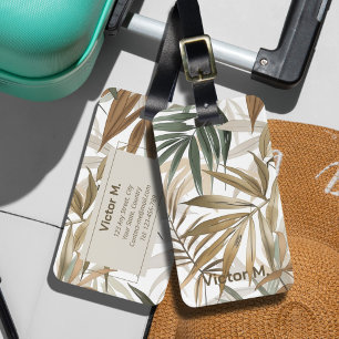 Etiqueta De Bagagem Personalizar o carvão Dourado de folha tropical El