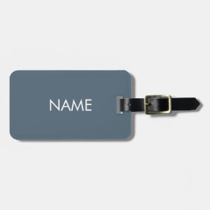 Etiqueta De Bagagem Personalizar o nome azul/branco de cinza mínimo