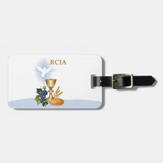 Etiqueta De Bagagem Personalizar, RCIA Felicita o Sacramento Católico (Frente Horizontal)