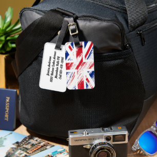 Etiqueta De Bagagem Personalizar Vintage Grunge Reino Unido Flag