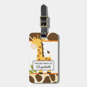 Etiqueta de Bagagem Personalizável Girafa Fofa
