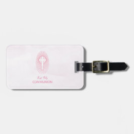 Etiqueta De Bagagem Personalize, Cruz da Primeira Comunhão Rosa