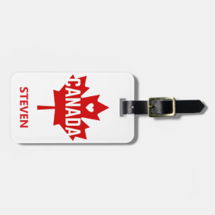 Etiqueta De Bagagem Personalize Love Canada flag Heart Leaf