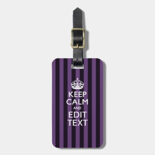 Etiqueta De Bagagem Personalize-o mantêm a calma suas listras do roxo
