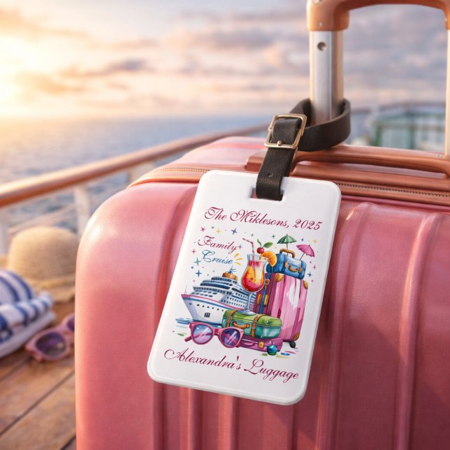 Etiqueta De Bagagem Personalized Family Cruise Name Year (Criador carregado)