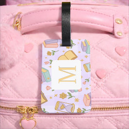 Etiqueta De Bagagem Personalized Letter Magic Books Girl Name Purple