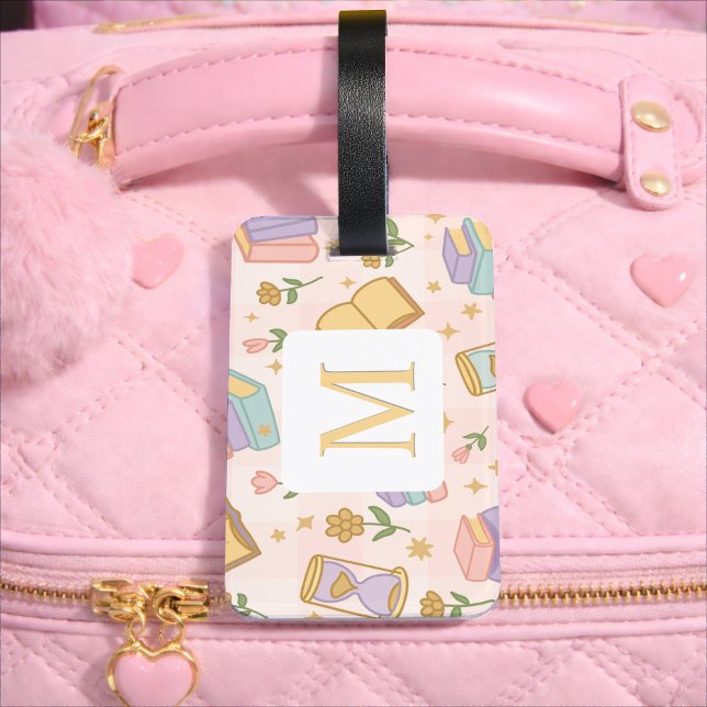 Etiqueta De Bagagem Personalized Letter Magic Books Girl School Pink (Criador carregado)