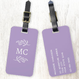 Etiqueta De Bagagem Personalized Monogram Initials Botanical Leaf