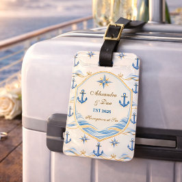 Etiqueta De Bagagem Personalized Nautical Honeymoon Crest