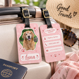 Etiqueta De Bagagem Personalized Pet Photo Luggage Tag Custom Dog Name