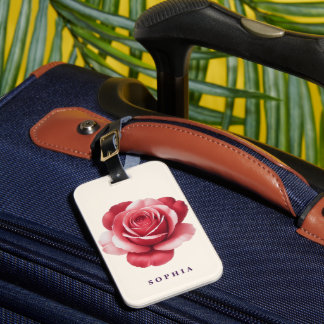 Etiqueta De Bagagem Personalized Red Rose Luggage Tag Elegant Floral