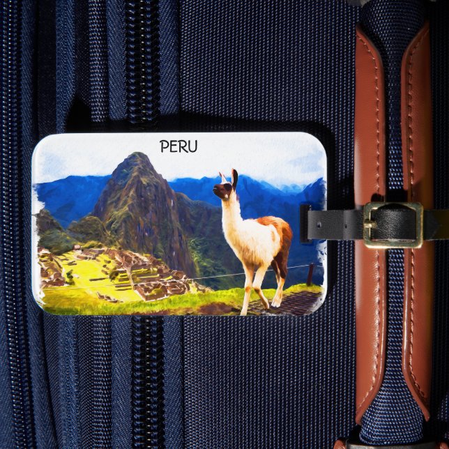 Etiqueta De Bagagem Peru Machu Picchu Alpaca (Frente Insitu 4)