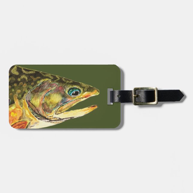 Etiqueta De Bagagem Pescador Brook Trout (Frente Horizontal)