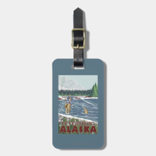 Etiqueta De Bagagem Pescador da mosca - Petersburgo, Alaska