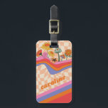 Etiqueta De Bagagem Pêssego Personalizado Flor de Cogumelos Groovy 70s<br><div class="desc">Etiqueta de Bagagem de Pêssego Personalizado do Flor do Cogumelo Groovy 70s</div>