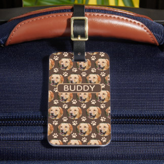 Etiqueta De Bagagem Pet Photo Pattern Personalizado Cão Marrom