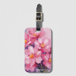 Etiqueta De Bagagem Pétalas Cor-de-Rosa em Flor | Pintura de Flor em A