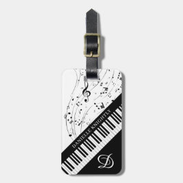 Etiqueta De Bagagem Piano de Notas de Música Personalizadas Nome do Sc