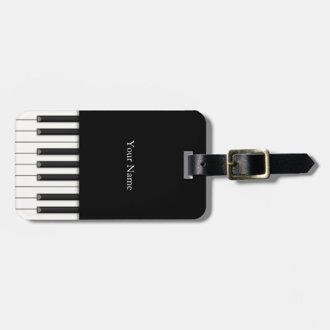 Etiqueta De Bagagem Piano Preto Clássico Personalizado (Frente Horizontal)