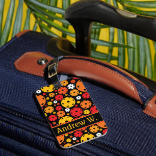 Etiqueta De Bagagem Pickleball amarelo e vermelho
