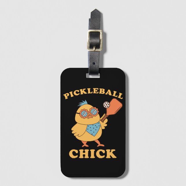 Etiqueta De Bagagem Pickleball Chick - retrô (Frente Vertical)