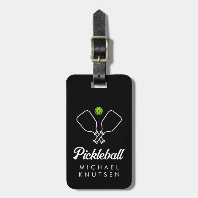 Etiqueta De Bagagem Pickleball com Paddles e Ball Personalizados (Frente Vertical)