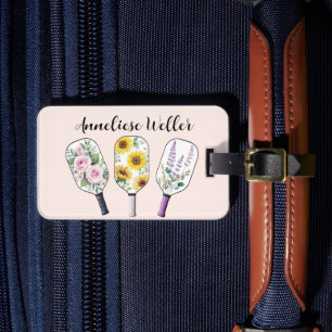 Etiqueta De Bagagem Pickleball Floral Personalizado