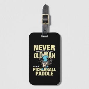 Etiqueta De Bagagem Pickleball - Velho Com Uma Raquete de Pickleball