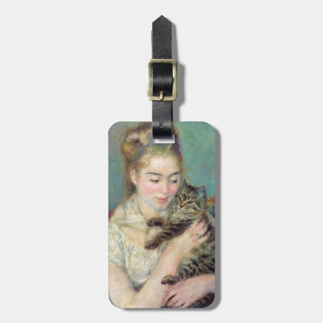 Etiqueta De Bagagem Pierre-Auguste Renoir - Mulher com gato (Frente Vertical)
