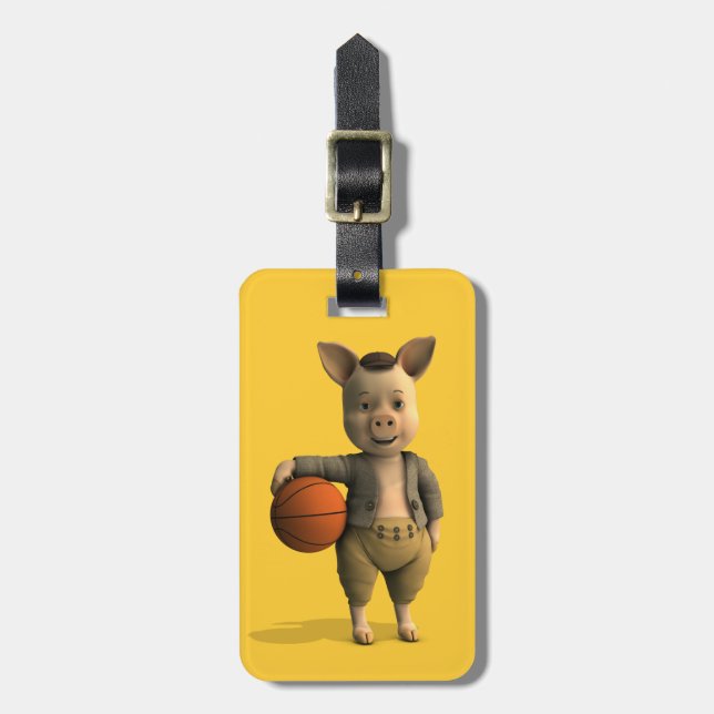 Etiqueta De Bagagem Piglet Basketballer (Frente Vertical)