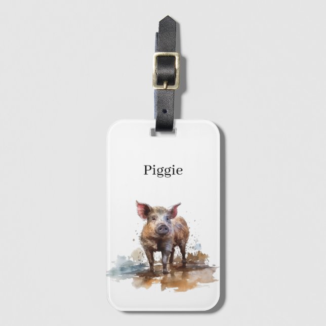 Etiqueta De Bagagem Piglet Reproduzido, personalizado (Frente Vertical)