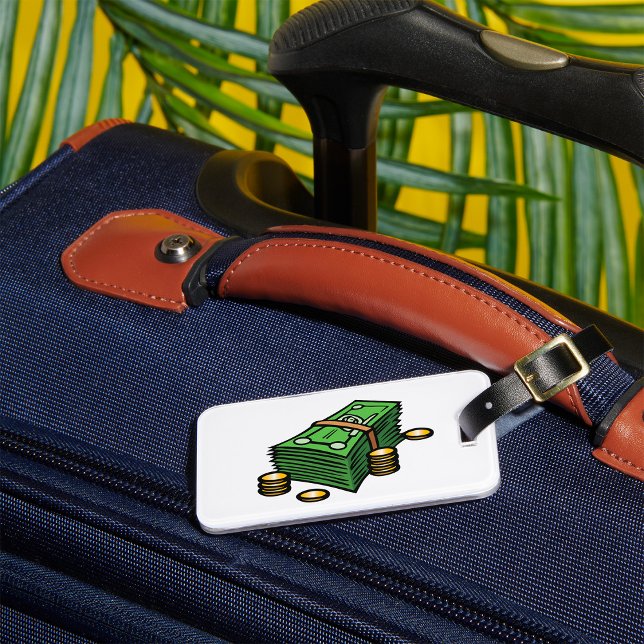 Etiqueta De Bagagem Pilha de numerário com moeda (Criador carregado)