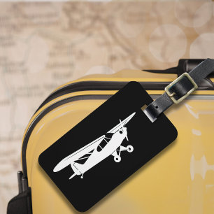 Etiqueta De Bagagem Piloto de Avião Simples Preto e Branco