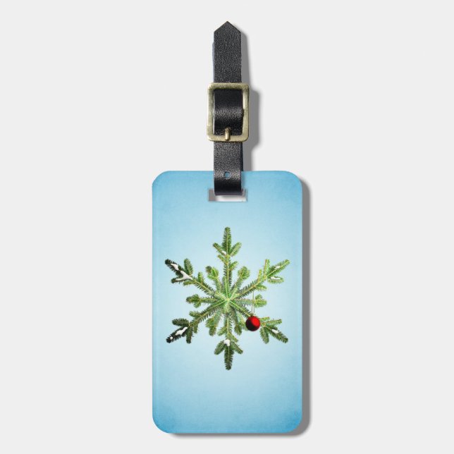 Etiqueta De Bagagem Pine Snowflake de Natal (Frente Vertical)