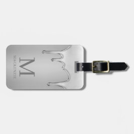 Etiqueta De Bagagem Pingentes de Cromo Prateado Gotejando Metal Líquid