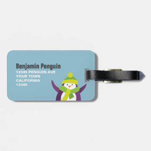 Etiqueta De Bagagem Pinguim bonito do inverno personalizado