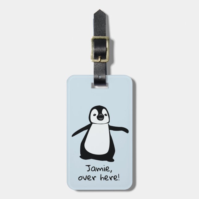 Etiqueta De Bagagem Pinguim Cujo | Aqui | personalizado (Frente Vertical)