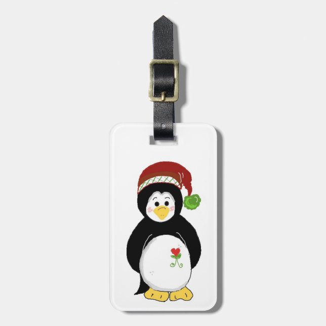 Etiqueta De Bagagem Pinguim de Férias (Frente Vertical)