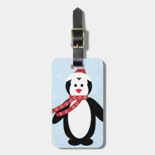 Etiqueta De Bagagem Pinguim de Natal de inverno bonito