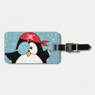 Etiqueta De Bagagem Pinguim do pirata personalizado