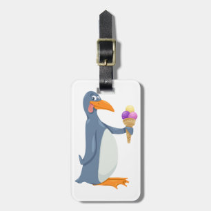 Etiqueta De Bagagem Pinguim engraçado com os Tag da bagagem do sorvete