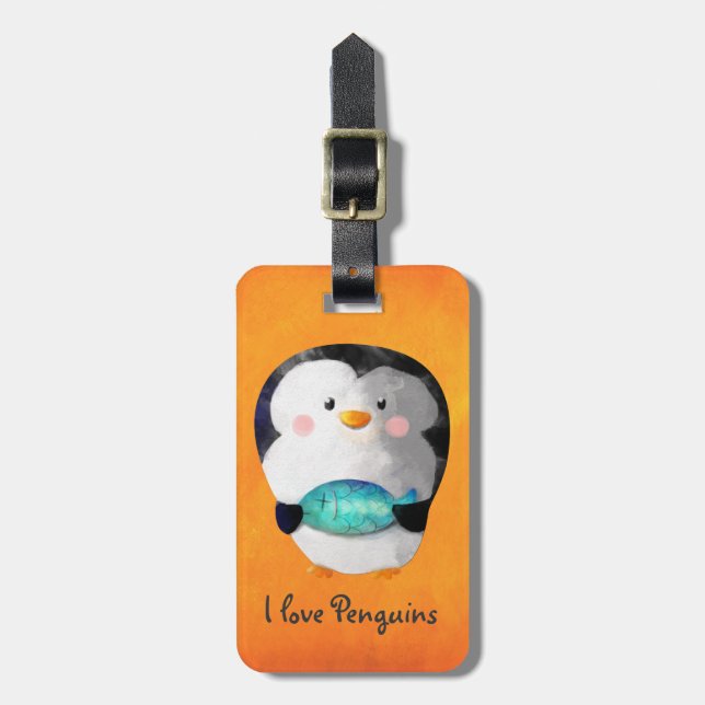 Etiqueta De Bagagem Pinguim pequeno bonito (Frente Vertical)
