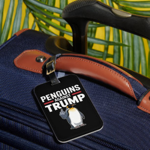 Etiqueta De Bagagem Pinguins Resistentes Contra Trump com Nadadeiras L