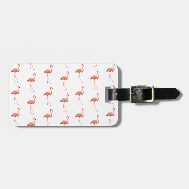 Etiqueta De Bagagem Pink Flamingo Patterno Feminino (Frente Horizontal)