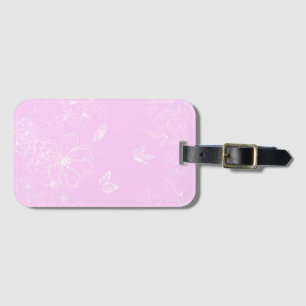 Etiqueta De Bagagem Pink Floral Minimalista Padrão Moderno Abstrato