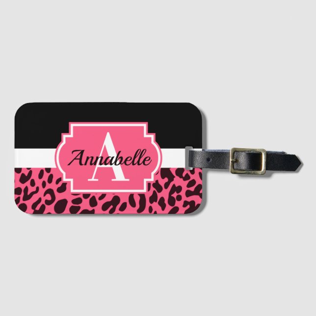 Etiqueta De Bagagem Pink Leopard Print (Frente Horizontal)