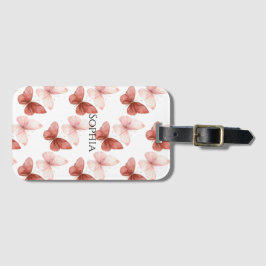 Etiqueta De Bagagem Pink Red Butterflies  