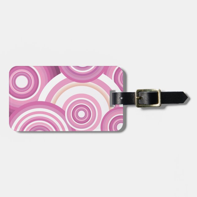 Etiqueta De Bagagem Pink Retro Circles Pattern (Frente Horizontal)