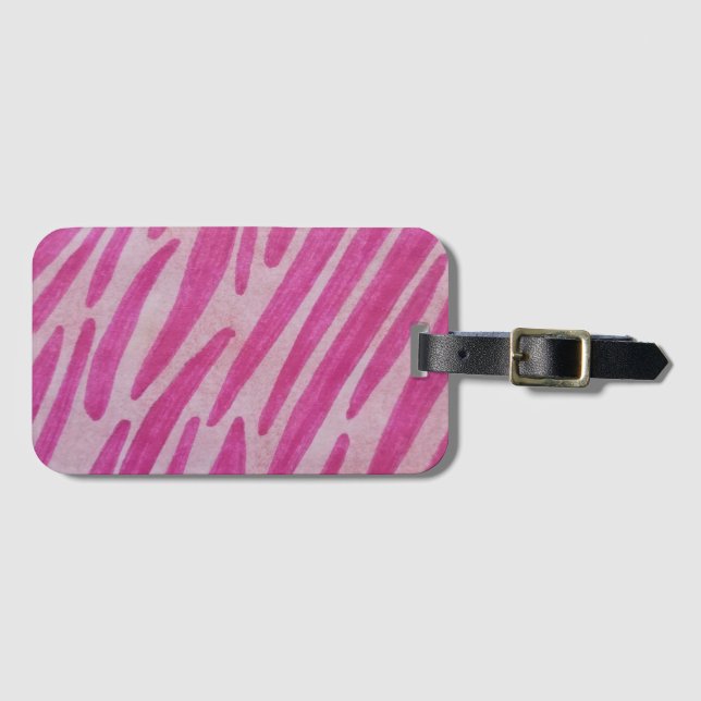 Etiqueta De Bagagem Pink zebra stripes (Frente Horizontal)