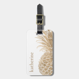 Etiqueta De Bagagem Pinneapple tropical Dourado